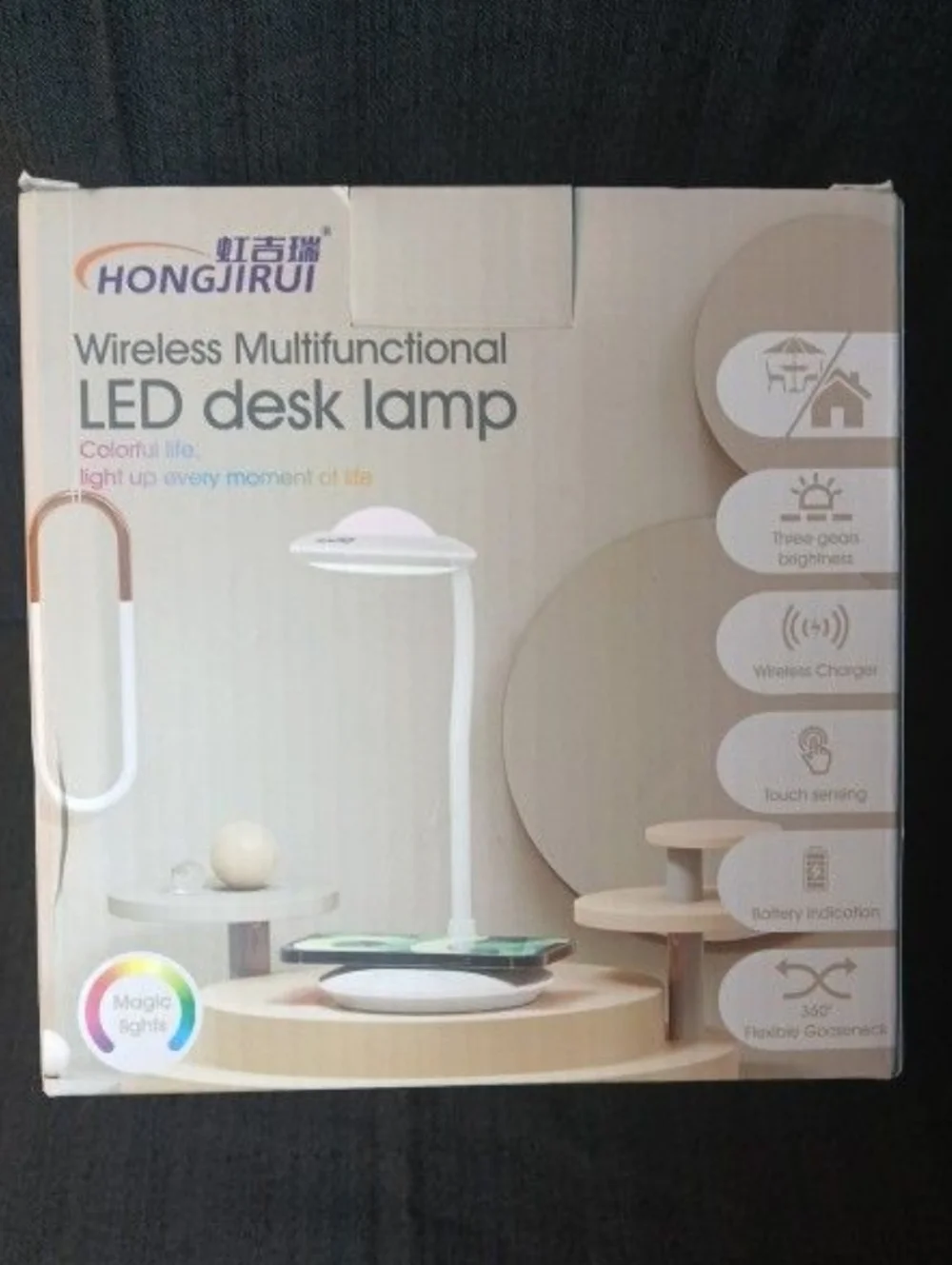 HONGJIRUI Wireless Multifunctional LED Desk Lamp - White